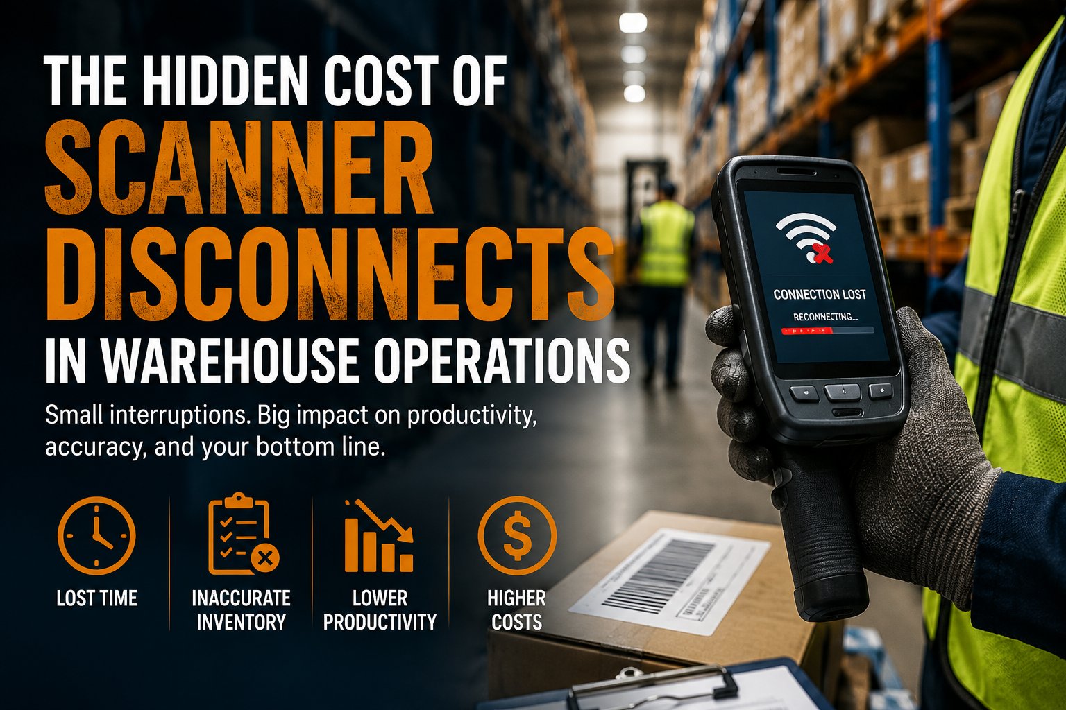 Warehouse worker with barcode scanner